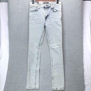 Nudie Jeans Women's 32x32 High Kai Skinny Jeans Light Blue Bleach Wash Denim NWT